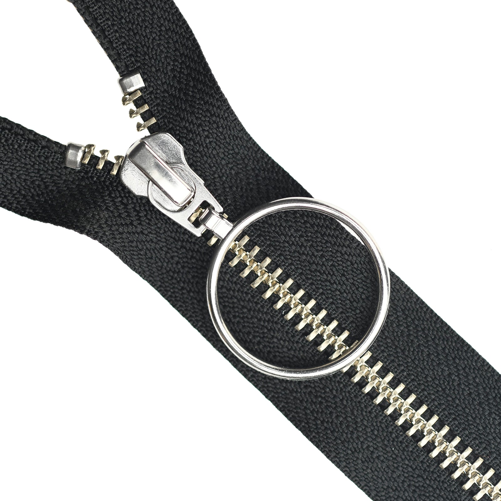 YKK Metal Zipper on White Background