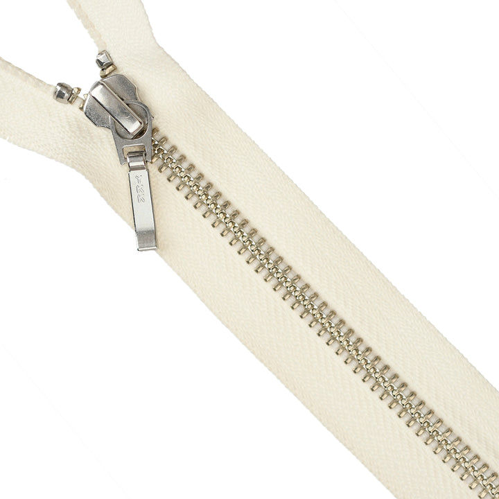 YKK Metal Zipper on White Background