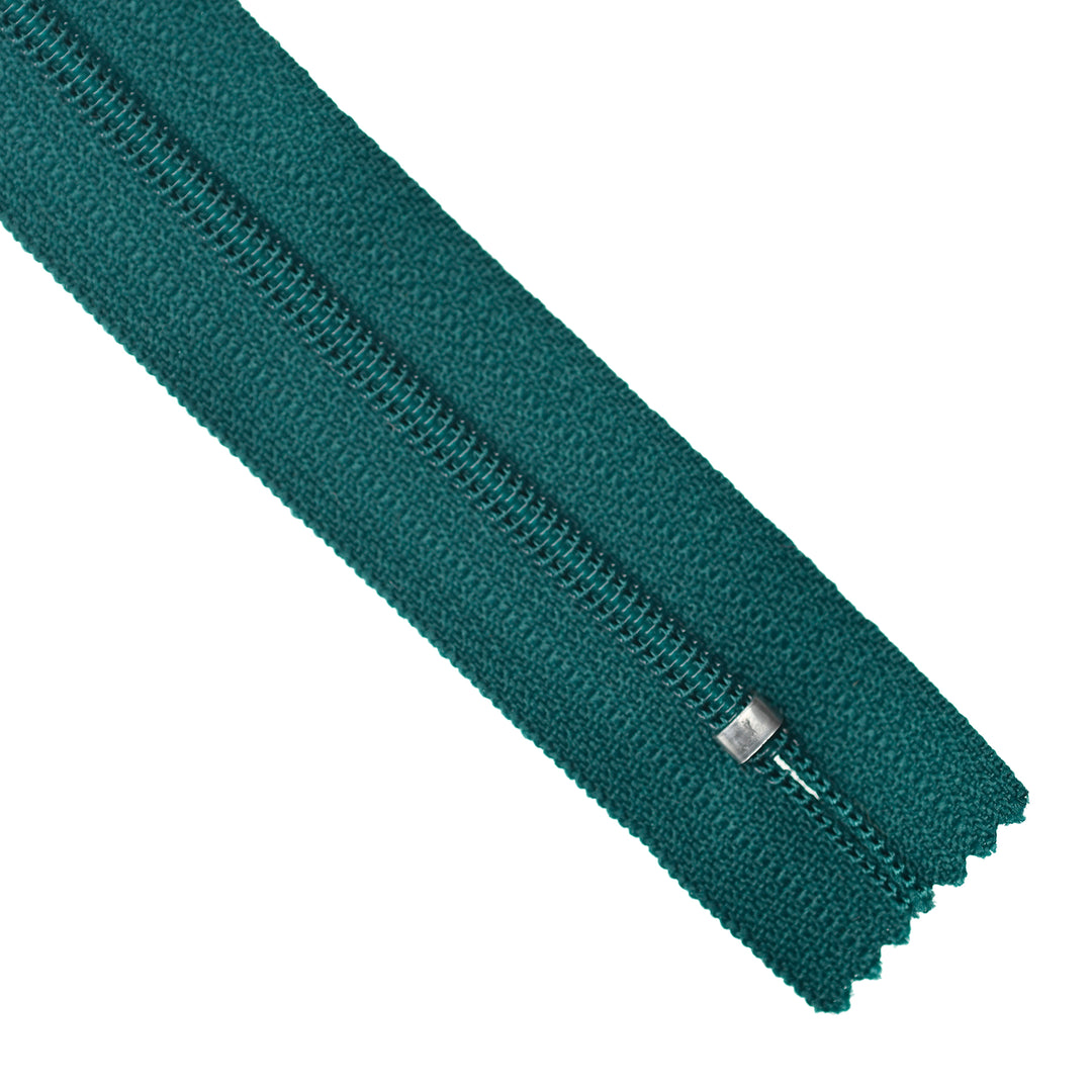 YKK NYLON CLOSED-END ZIP NO.3 COL 830 DEEP GREEN  TEAL