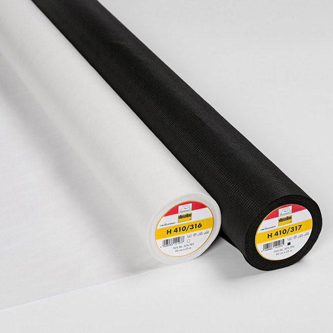 90CM VLIESELINE MEDIUM-WEIGHT FUSIBLE INTERLINING H410 BLACK