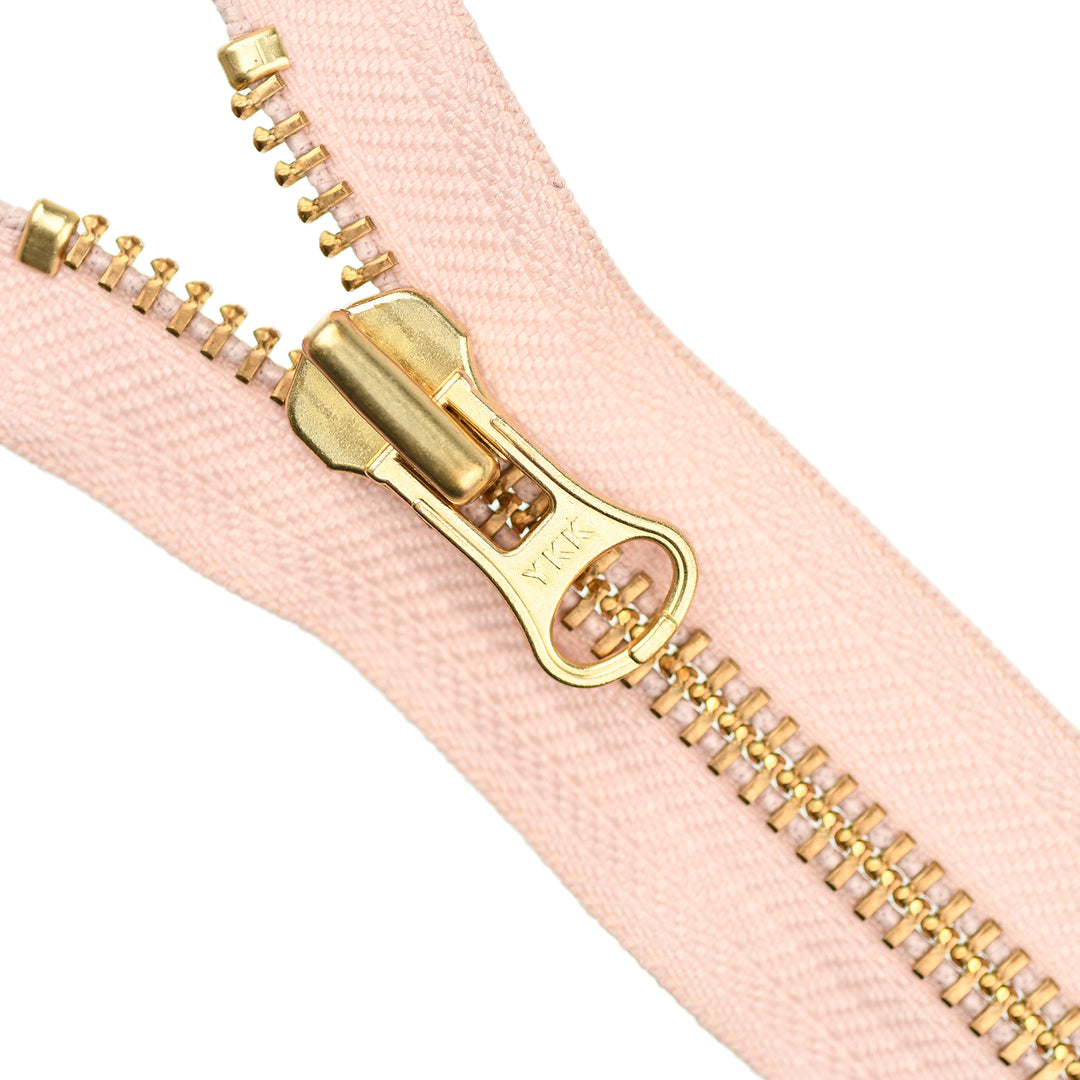 YKK METAL OPEN-END ZIP NO.8 GOLD SHORT-PULL COL 274 ANTIQUE PINK