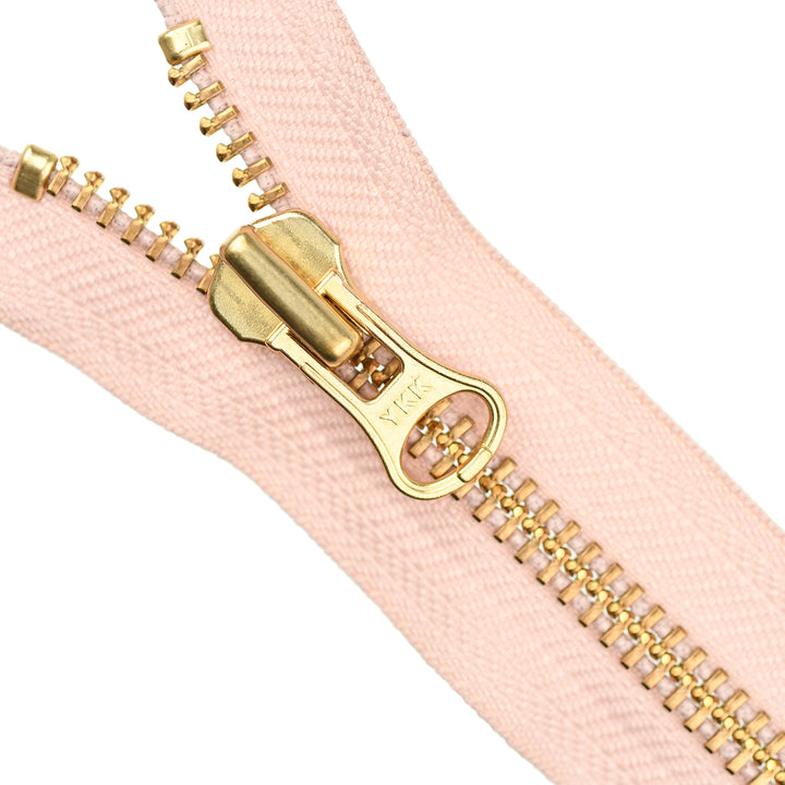 YKK METAL OPEN-END ZIP NO.8 GOLD SHORT-PULL COL 274 ANTIQUE PINK