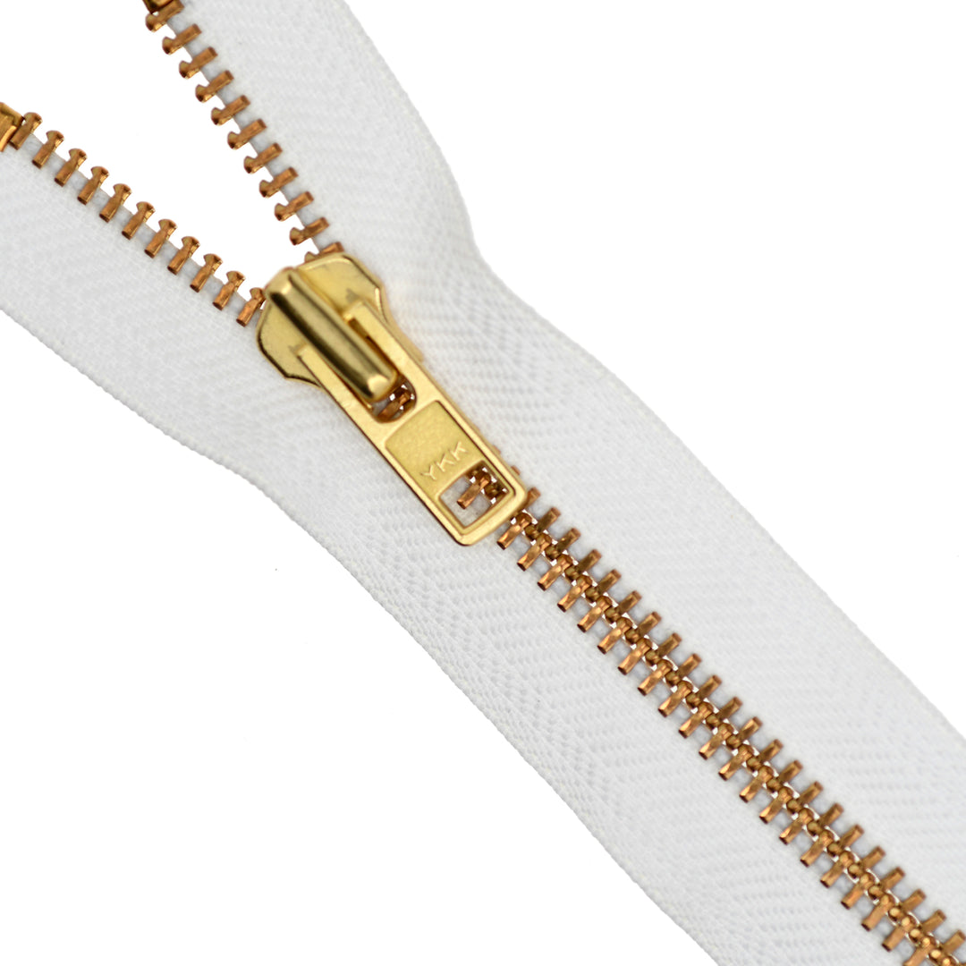 YKK METAL OPEN-END ZIP NO.8 GOLD COL 501 WHITE