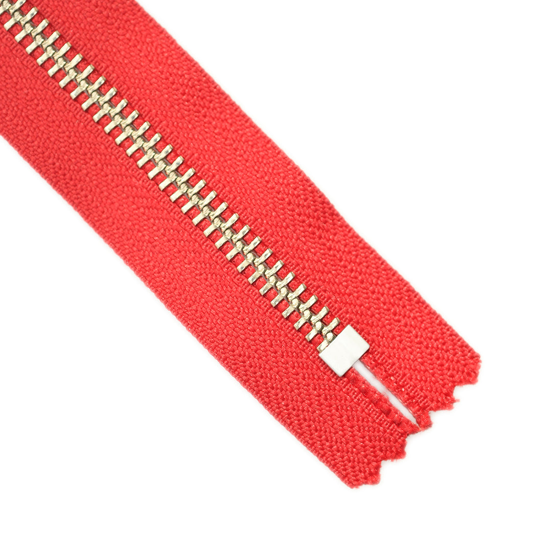 YKK METAL CLOSED-END ZIP NO.5 NICKEL COL 519 RED – JackStock Haberdashery
