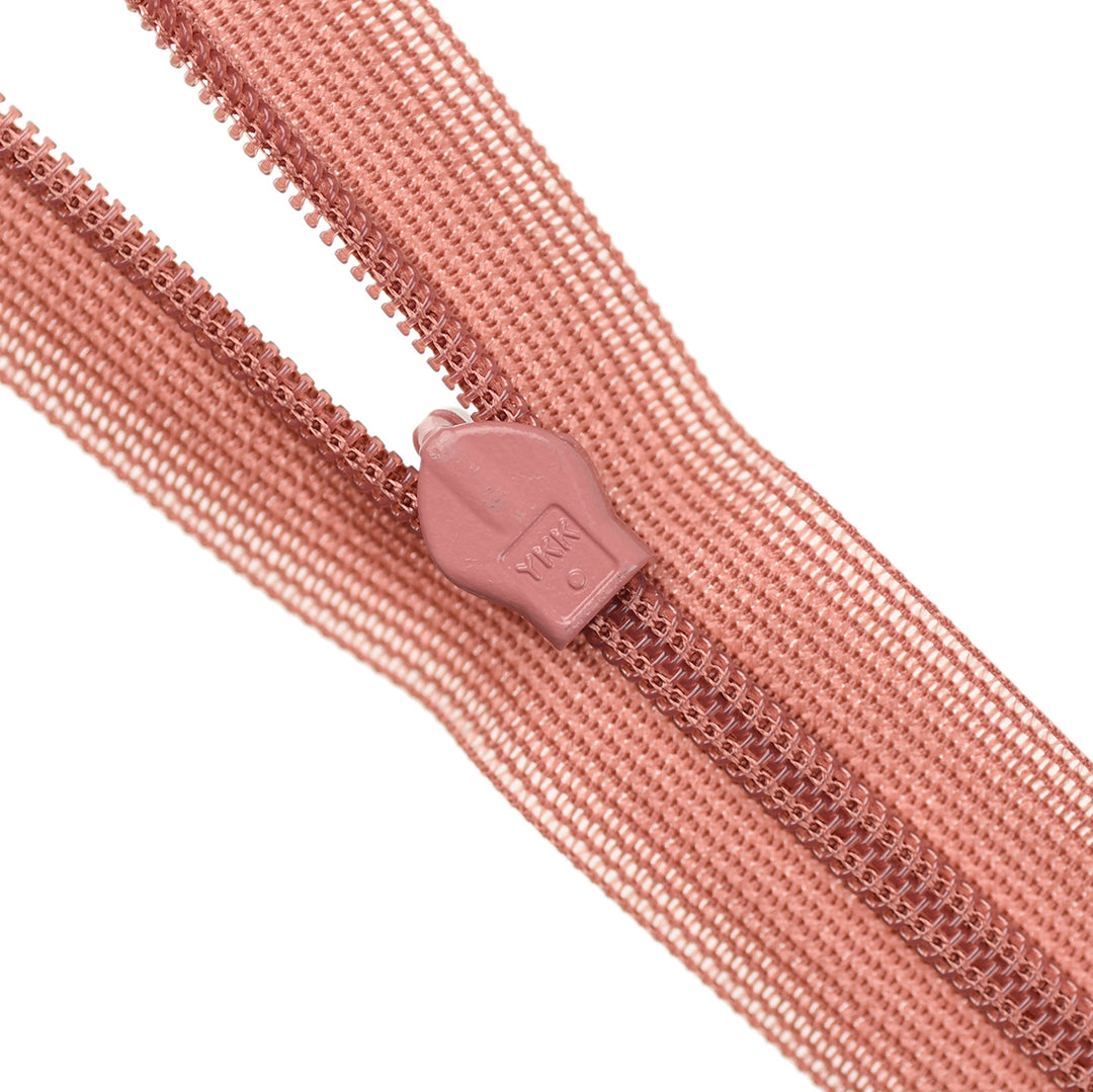 YKK INVISIBLE MESH ZIP COL 213 PINK TERRACOTTA