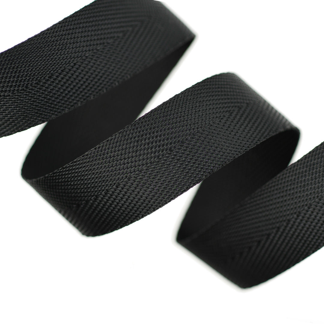 SOFT POLY HERRINGBONE TAPE BLACK