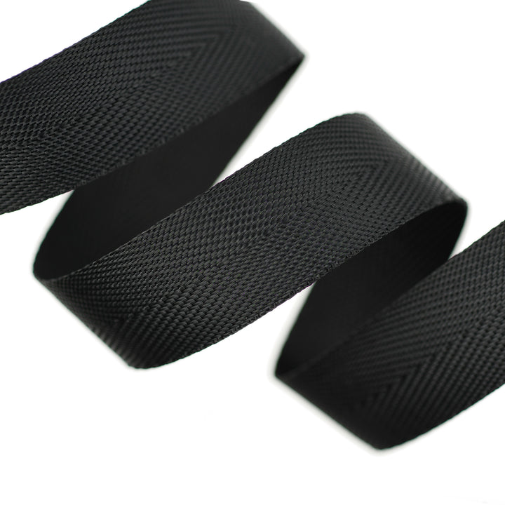 SOFT POLY HERRINGBONE TAPE BLACK