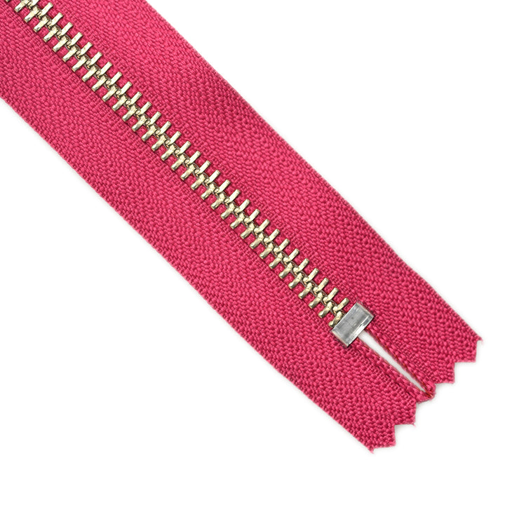YKK METAL CLOSED-END ZIP NO.5 NICKEL WIRE-PULL COL 354 FUSCHIA