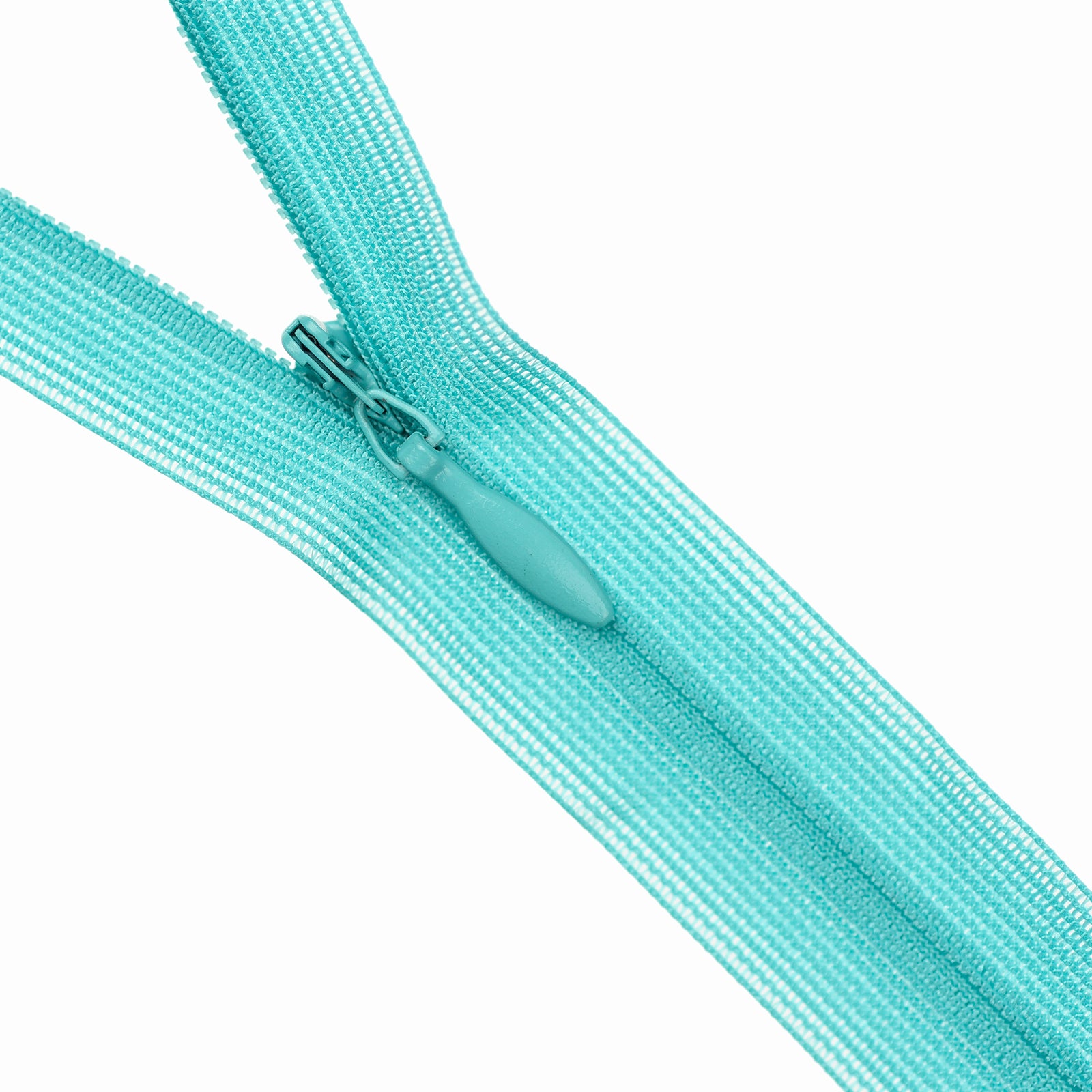 Light blue zipper on a white background