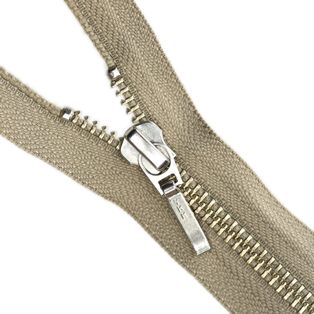 YKK METAL OPEN-END ZIP NO.5 NICKEL BOARD-PULL COL 884