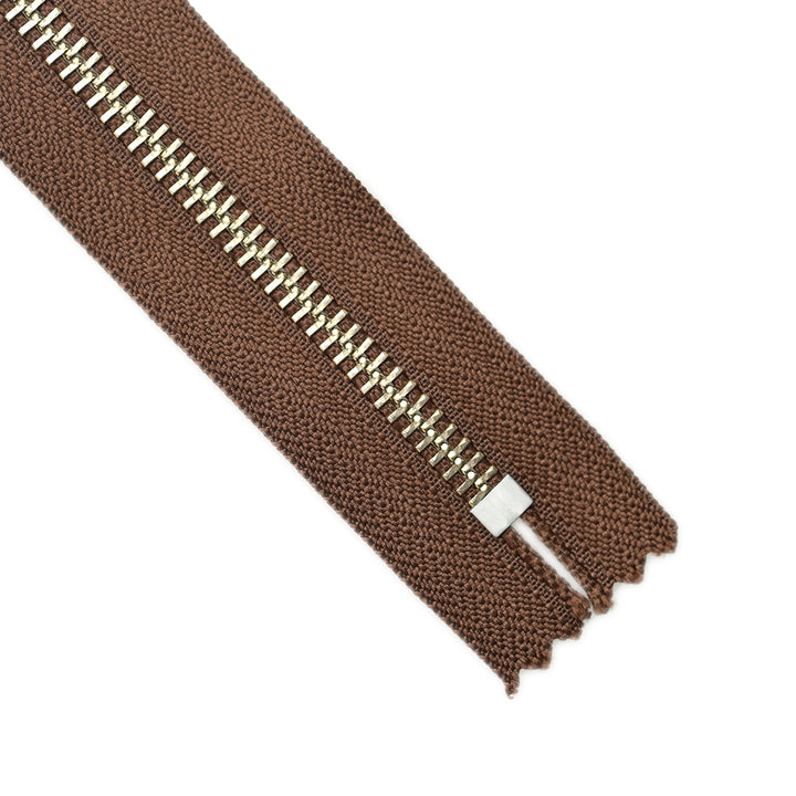 YKK METAL CLOSED-END ZIP NO.5 NICKEL WIRE-PULL COL 568 WALNUT