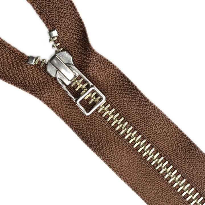 YKK METAL CLOSED-END ZIP NO.5 NICKEL WIRE-PULL COL 568 WALNUT