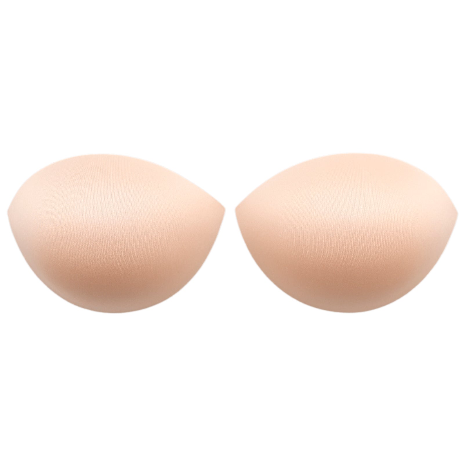bra cups in neutral or nude tone on white background