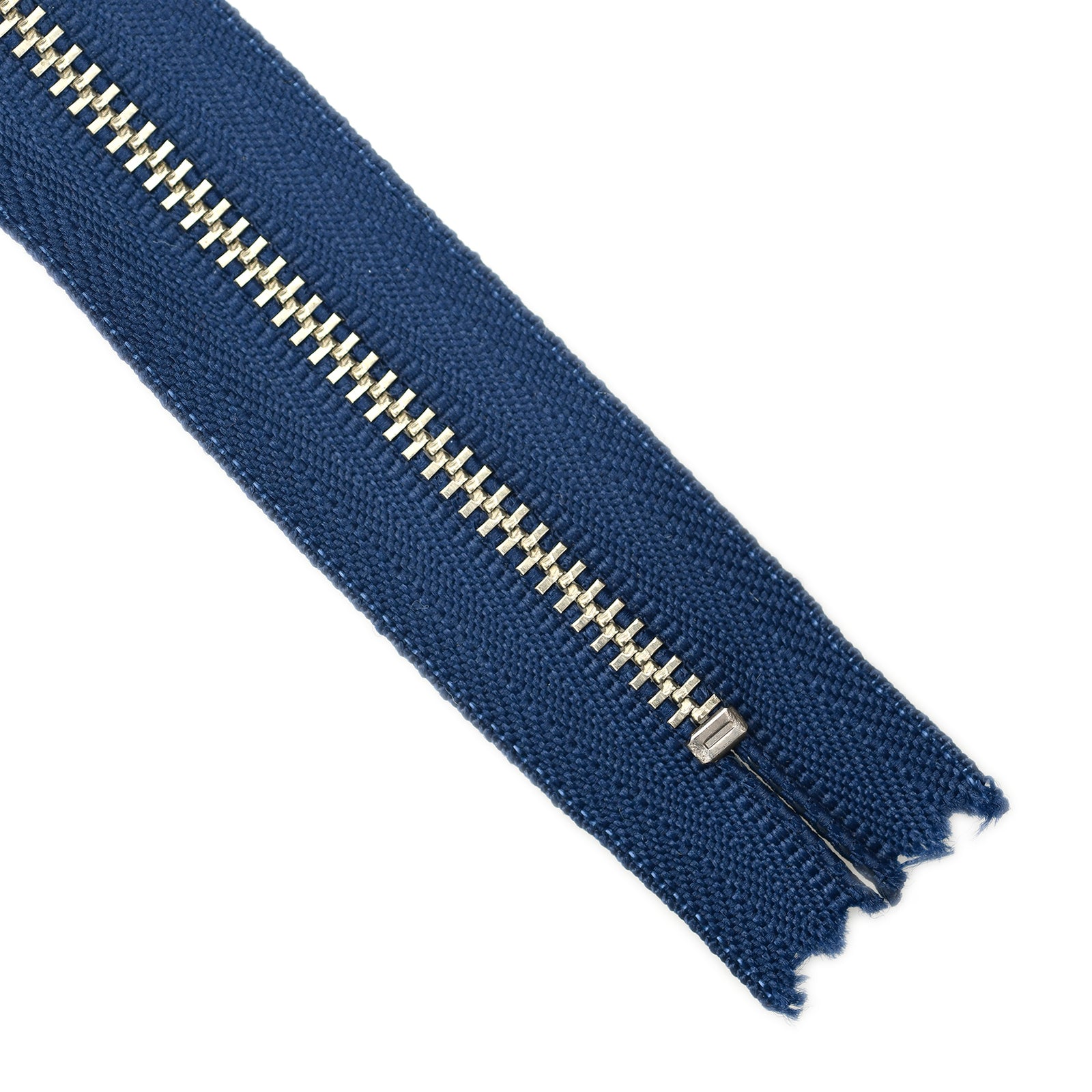 YKK metal zipper on white background