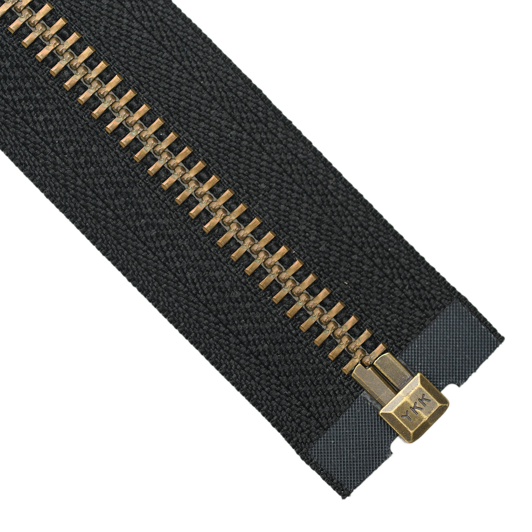 YKK METAL OPEN-END ZIP NO.8 ANTIQUE GOLD COL 580 BLACK