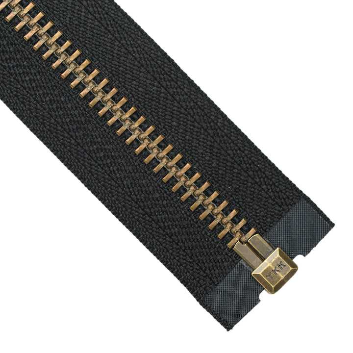 YKK METAL OPEN-END ZIP NO.8 ANTIQUE GOLD COL 580 BLACK