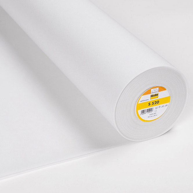 90CM VLIESELINE S520 FIRM FUSIBLE PELMET INTERLINING 265GSM WHITE