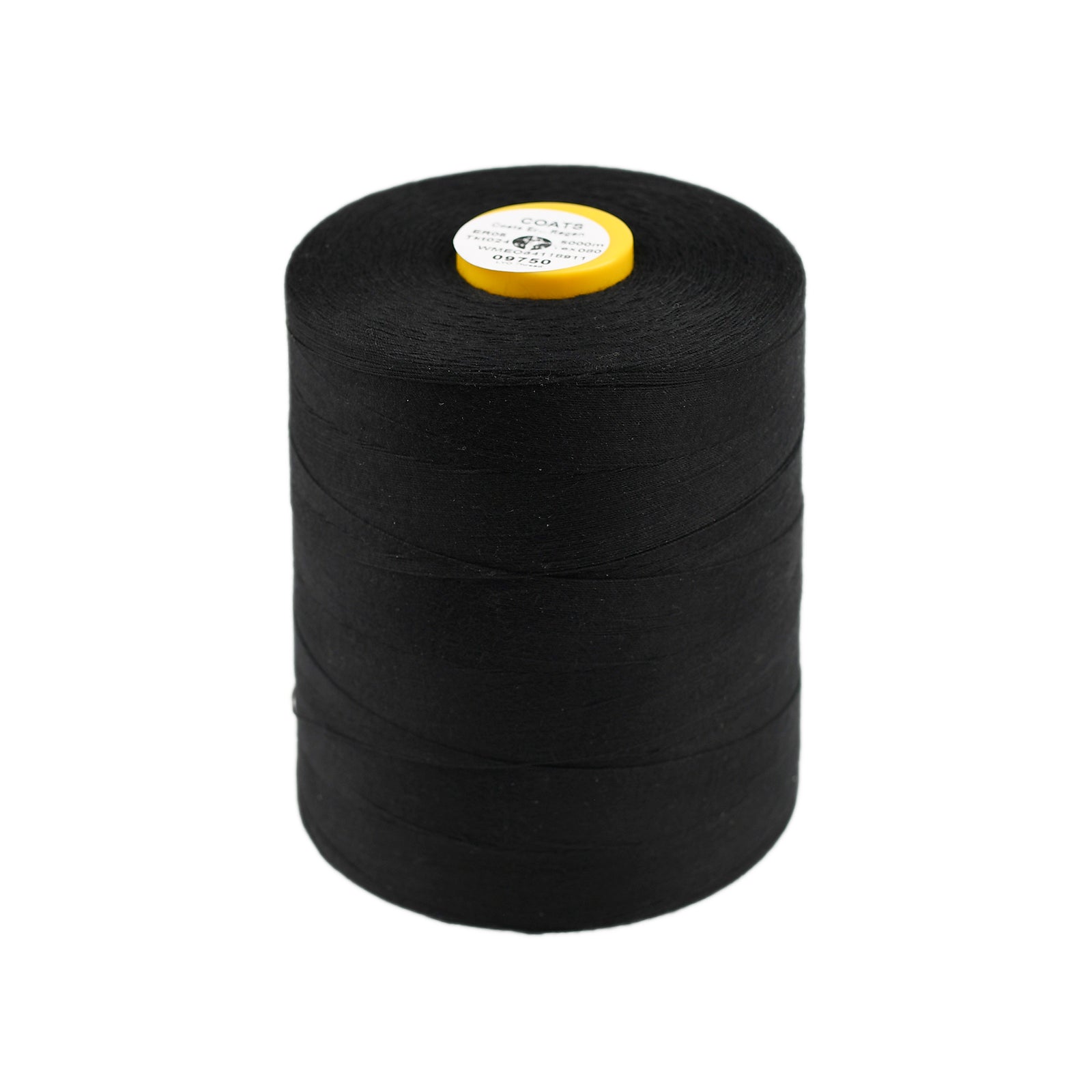 A spool of black ECO-REGEN biodegradable thread made from sustainably-sourced wood pulp, suitable for sewing heavy fabrics.