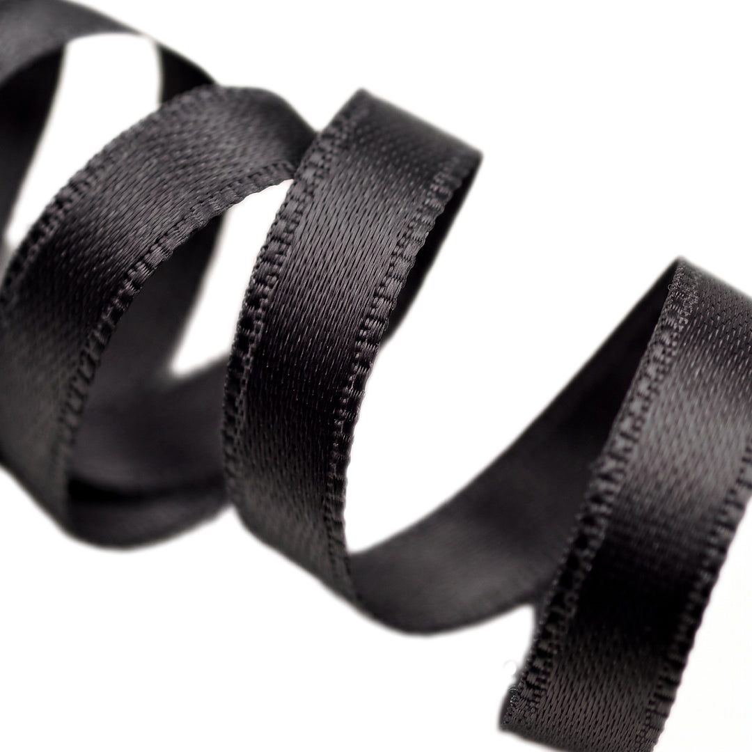 DOUBLE-SIDED SATIN RIBBON - BLACK
