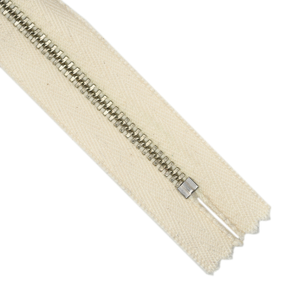 YKK metal zipper on white background