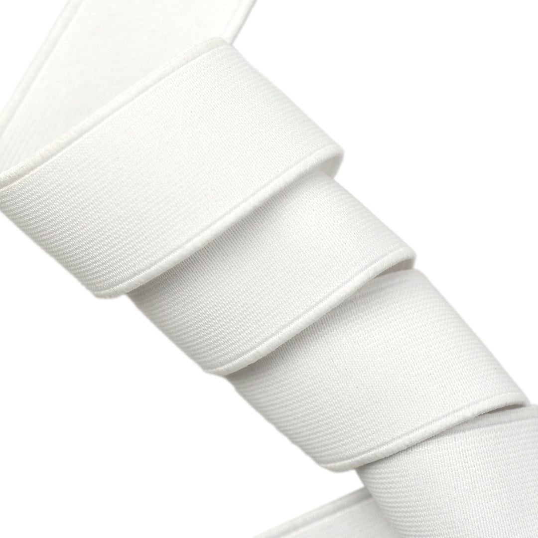 Close-up of a white elastic on a white background