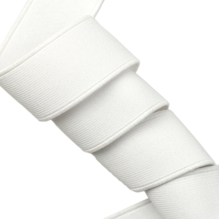 Close-up of a white elastic on a white background
