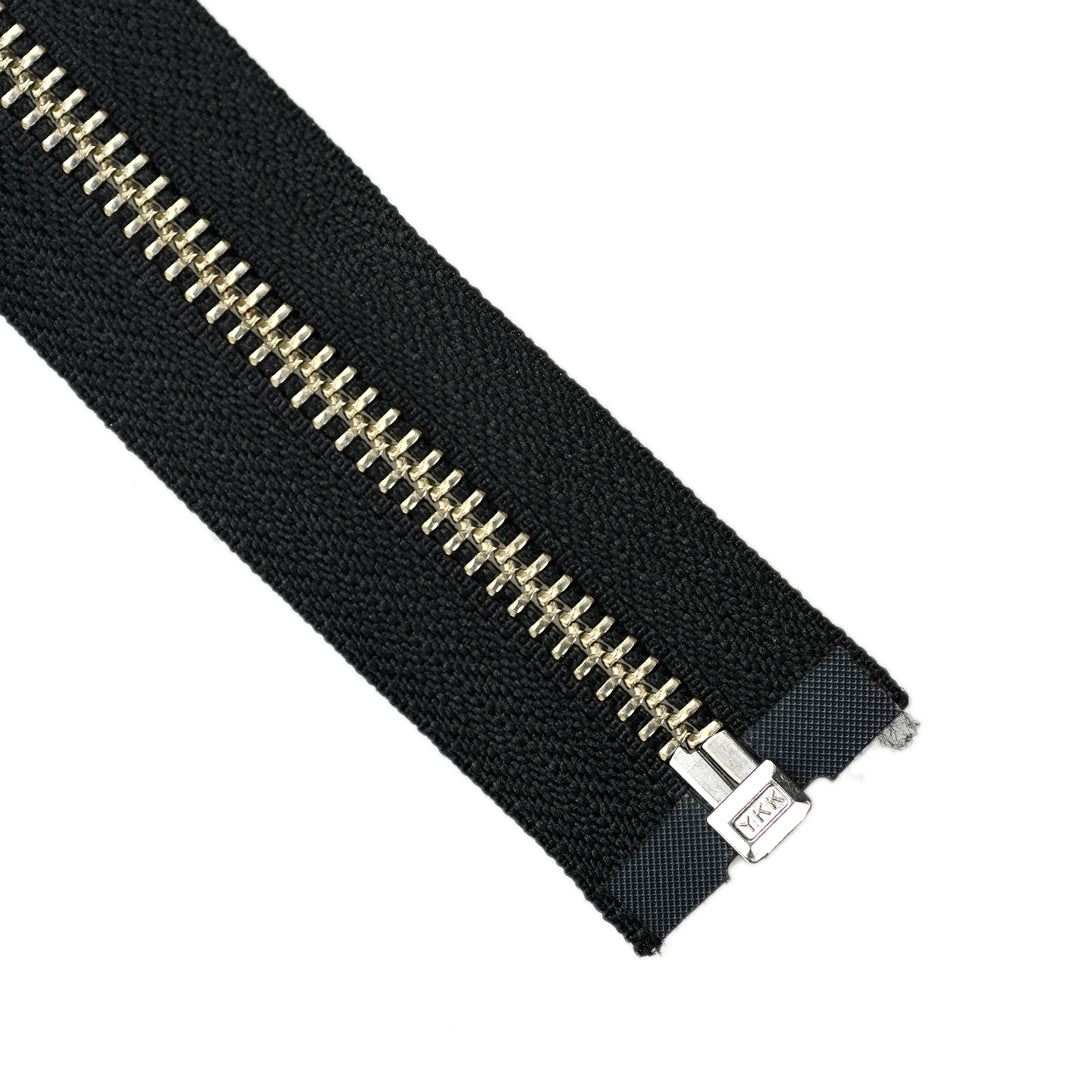 YKK METAL OPEN-END ZIP NO.5 NICKEL BOARD-PULL COL 580 BLACK