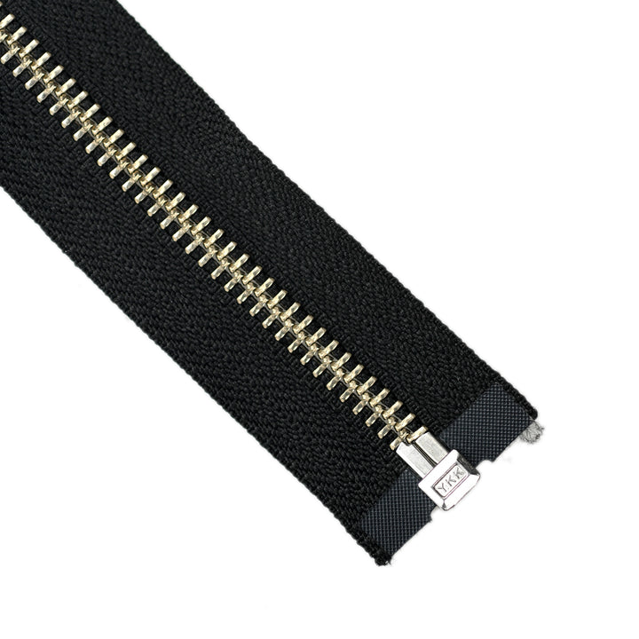 YKK METAL OPEN-END ZIP NO.5 NICKEL BOARD-PULL COL 580 BLACK