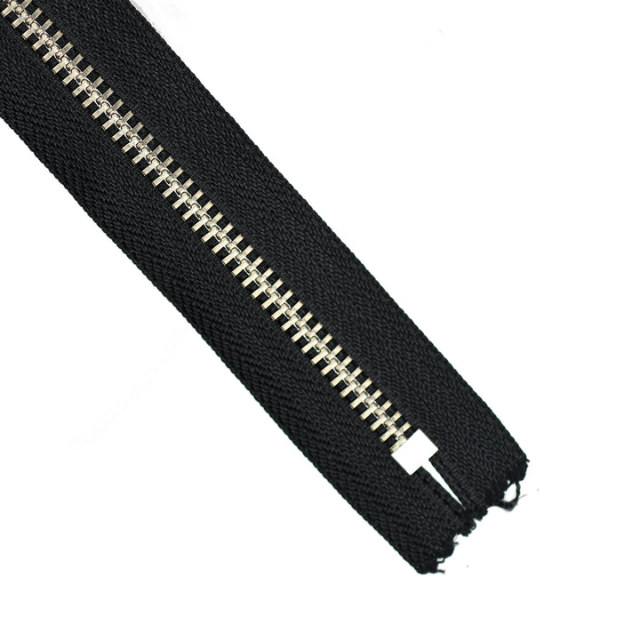YKK METAL CLOSED-END ZIP NO.5 NICKEL DONUT-DROP COL 580 BLACK