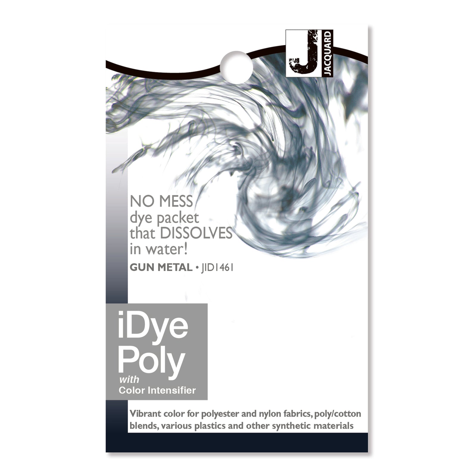 iDye Poly dye packet for fabric and synthetic materials in grey on white background