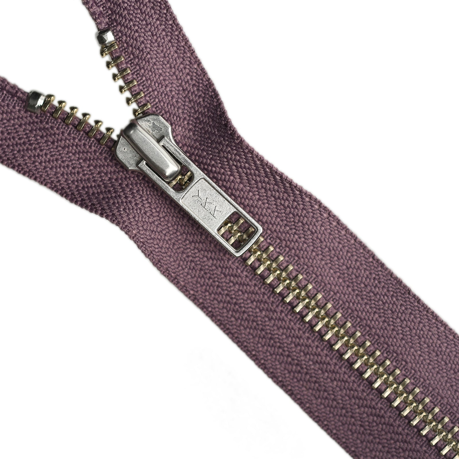 YKK Metal Zipper on White Background