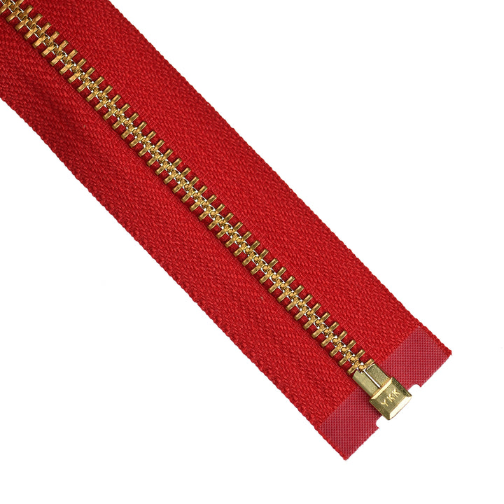 YKK METAL OPEN-END ZIP NO.5 GOLD COL 519 RED