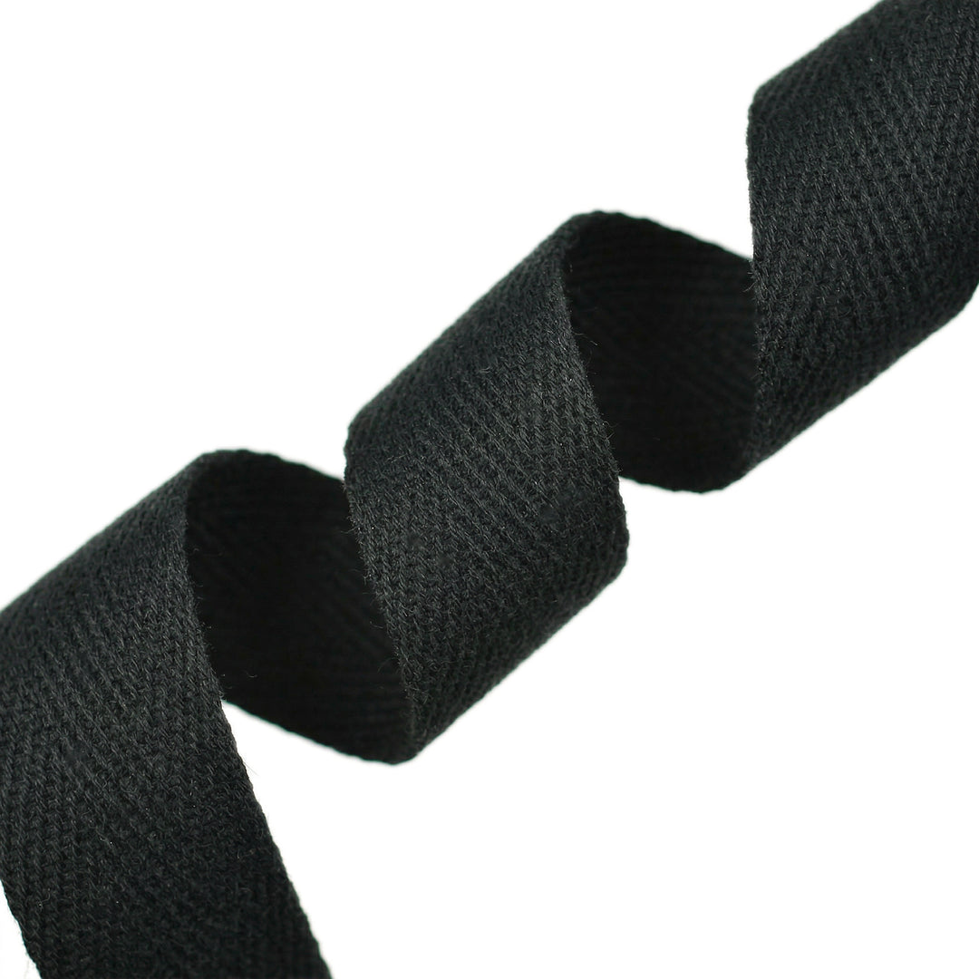 COTTON HERRINGBONE TAPE BLACK