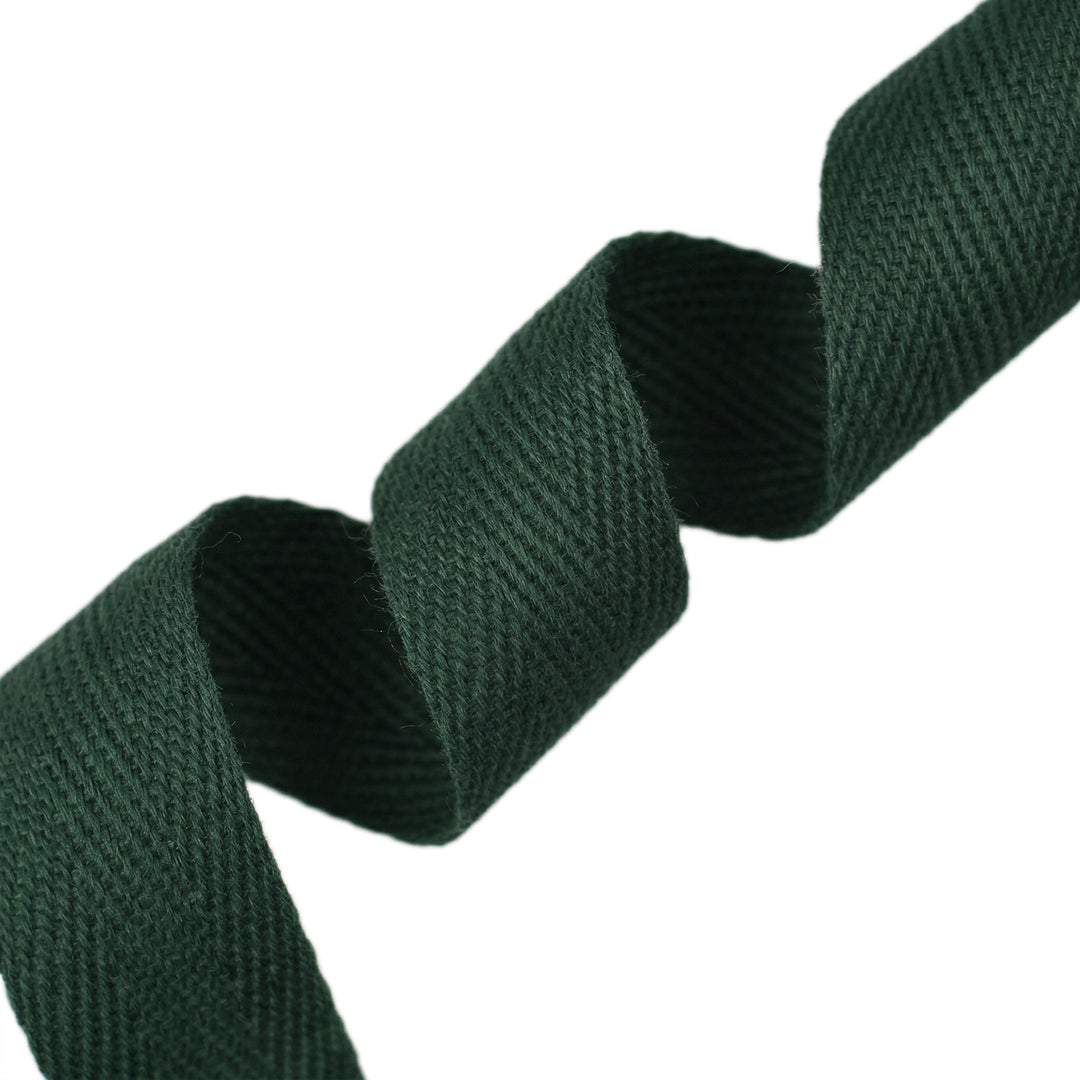 COTTON HERRINGBONE TAPE BOTTLE GREEN