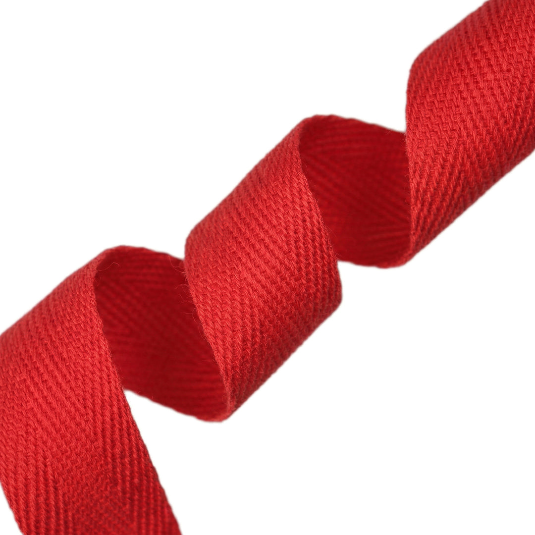 COTTON HERRINGBONE TAPE RED
