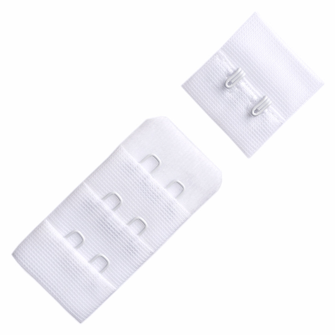 2-HOOK/ 3-ROW PLUSH BRA HOOK & EYE BACK WHITE