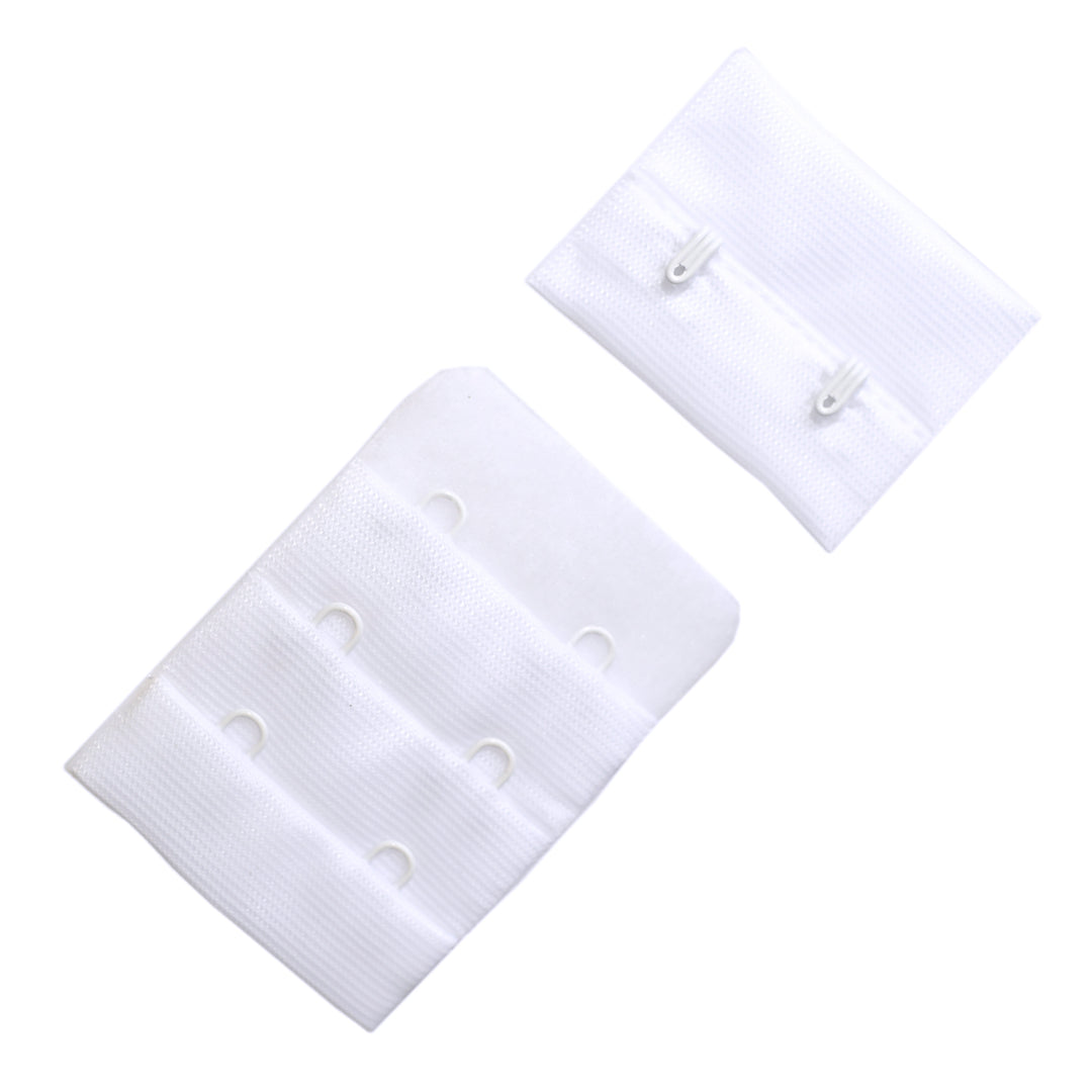 2-HOOK/ 3-ROW PLUSH BRA HOOK & EYE BACK WHITE