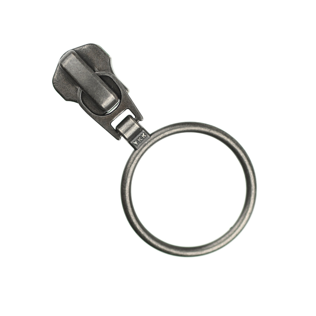 20MM RING-PULL SLIDER FOR YKK METAL ZIPS -  ANTIQUE NICKEL