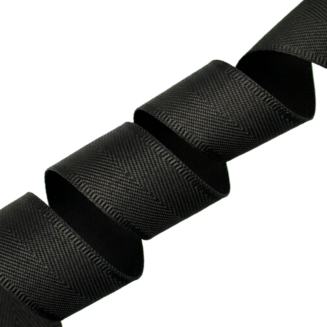 EXTRA-SOFT POLYESTER HERRINGBONE TAPE BLACK