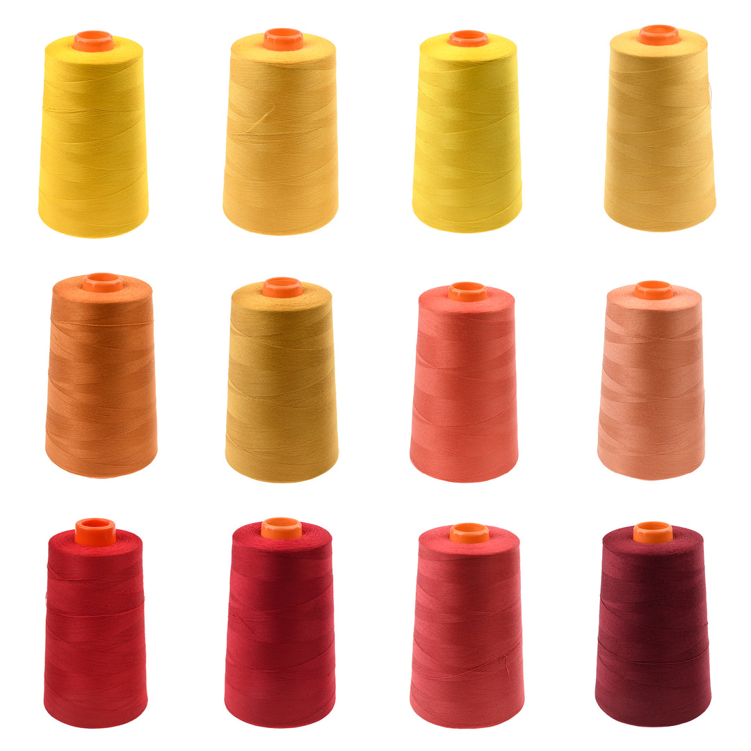 All-Purpose Thread Pack 12 X 5000m Cones Red, Orange, Yellow ...