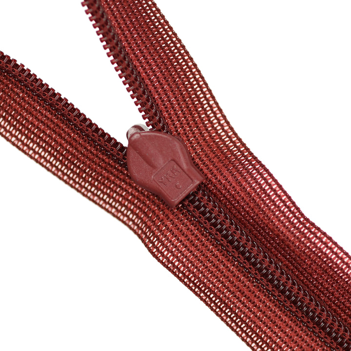YKK INVISIBLE MESH ZIP COL 094 DARK BRICK RED