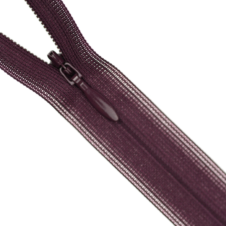 YKK INVISIBLE MESH ZIP COL 254 DARK BLACKBERRY