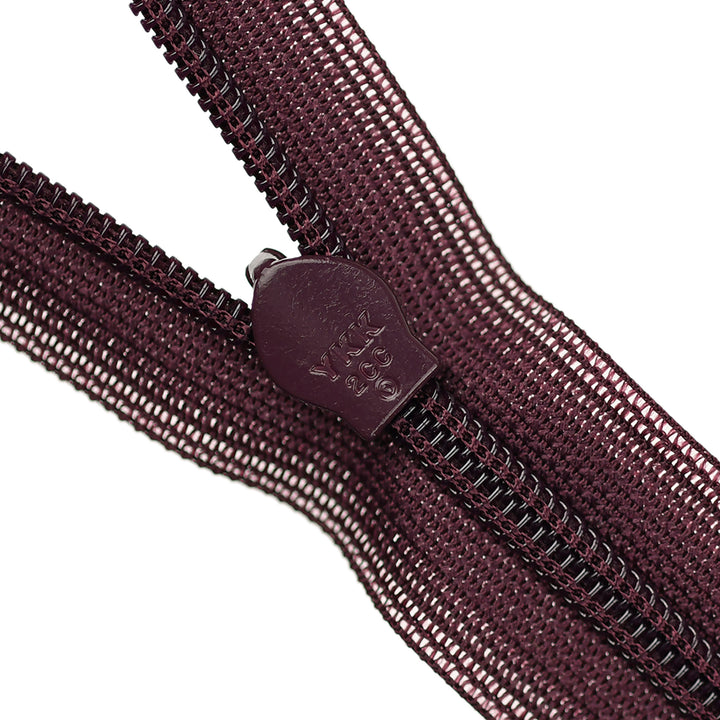 YKK INVISIBLE MESH ZIP COL 254 DARK BLACKBERRY