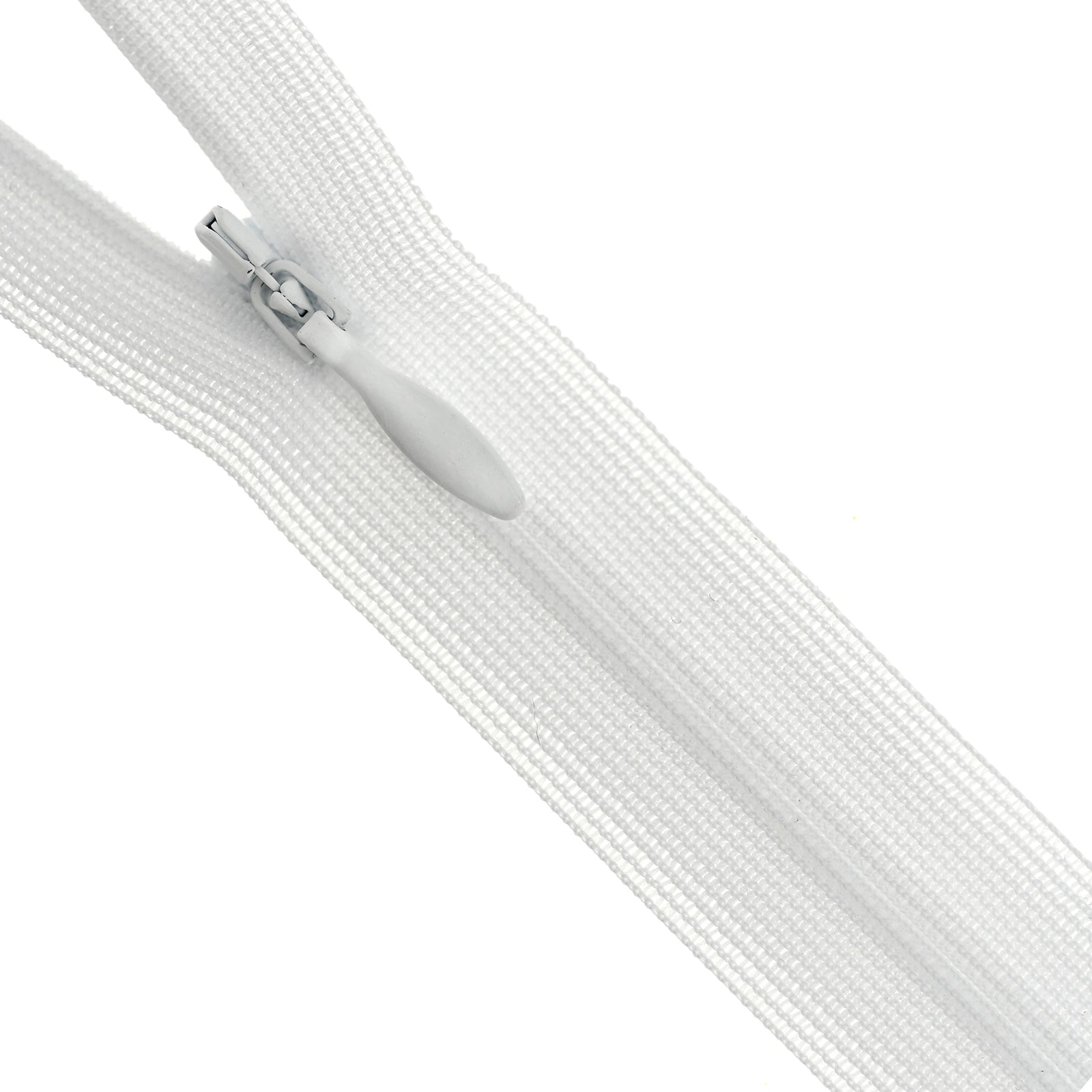 White invisible zipper on a white background