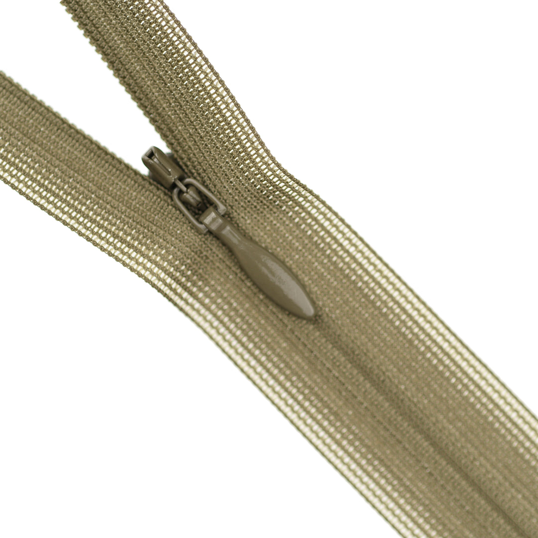 YKK INVISIBLE MESH ZIP COL 565 DARK KHAKI