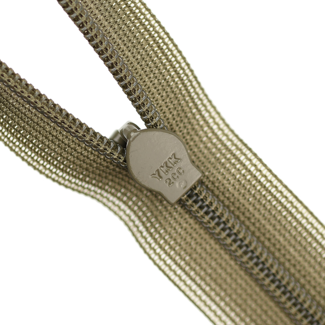 YKK INVISIBLE MESH ZIP COL 565 DARK KHAKI