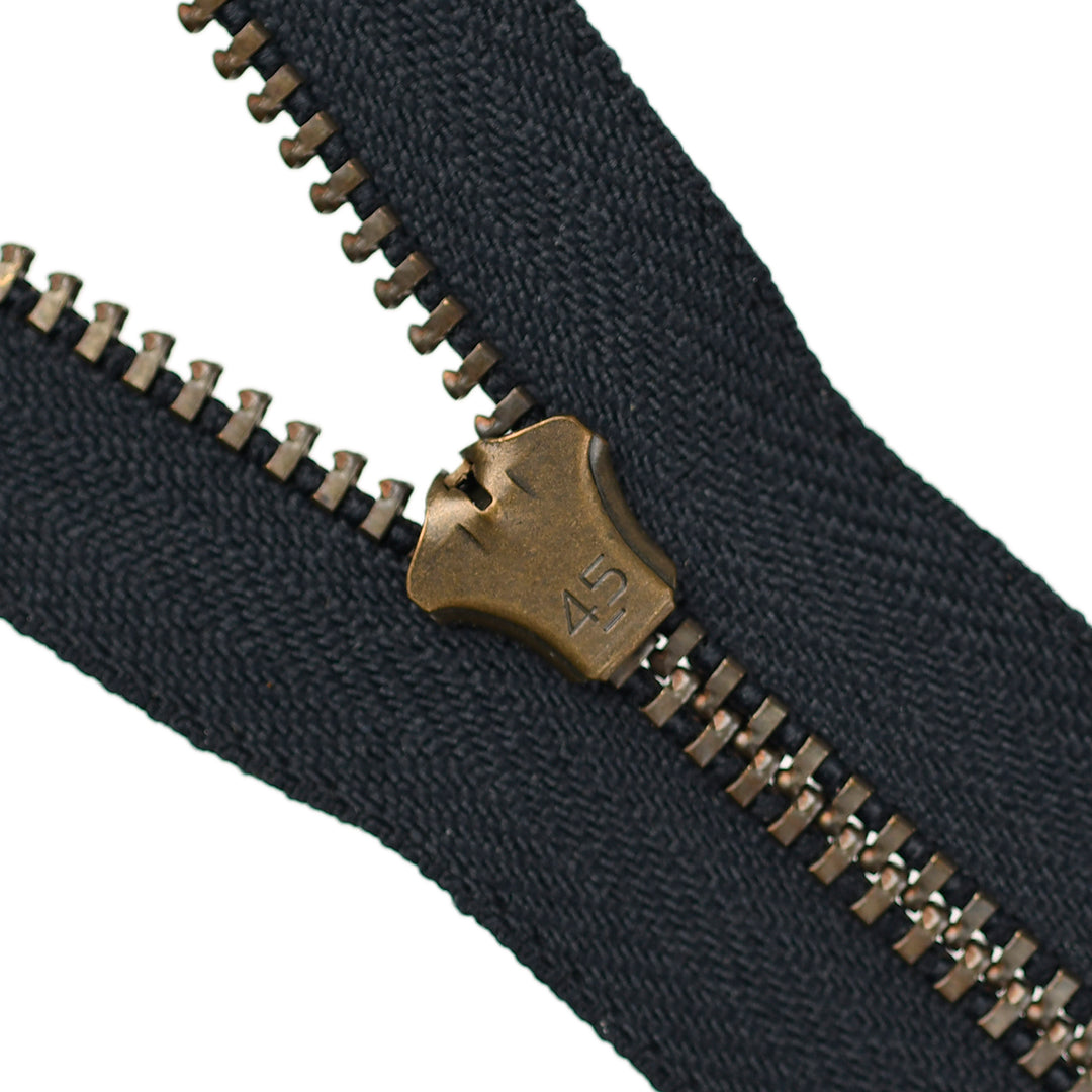 YKK JEAN ZIP NO.4.5 ANTIQUE GOLD COL 233 DARK NAVY