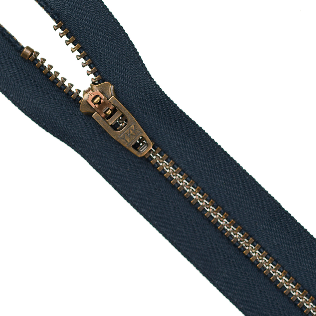 YKK JEAN ZIP NO.4.5 ANTIQUE GOLD COL 560 NAVY