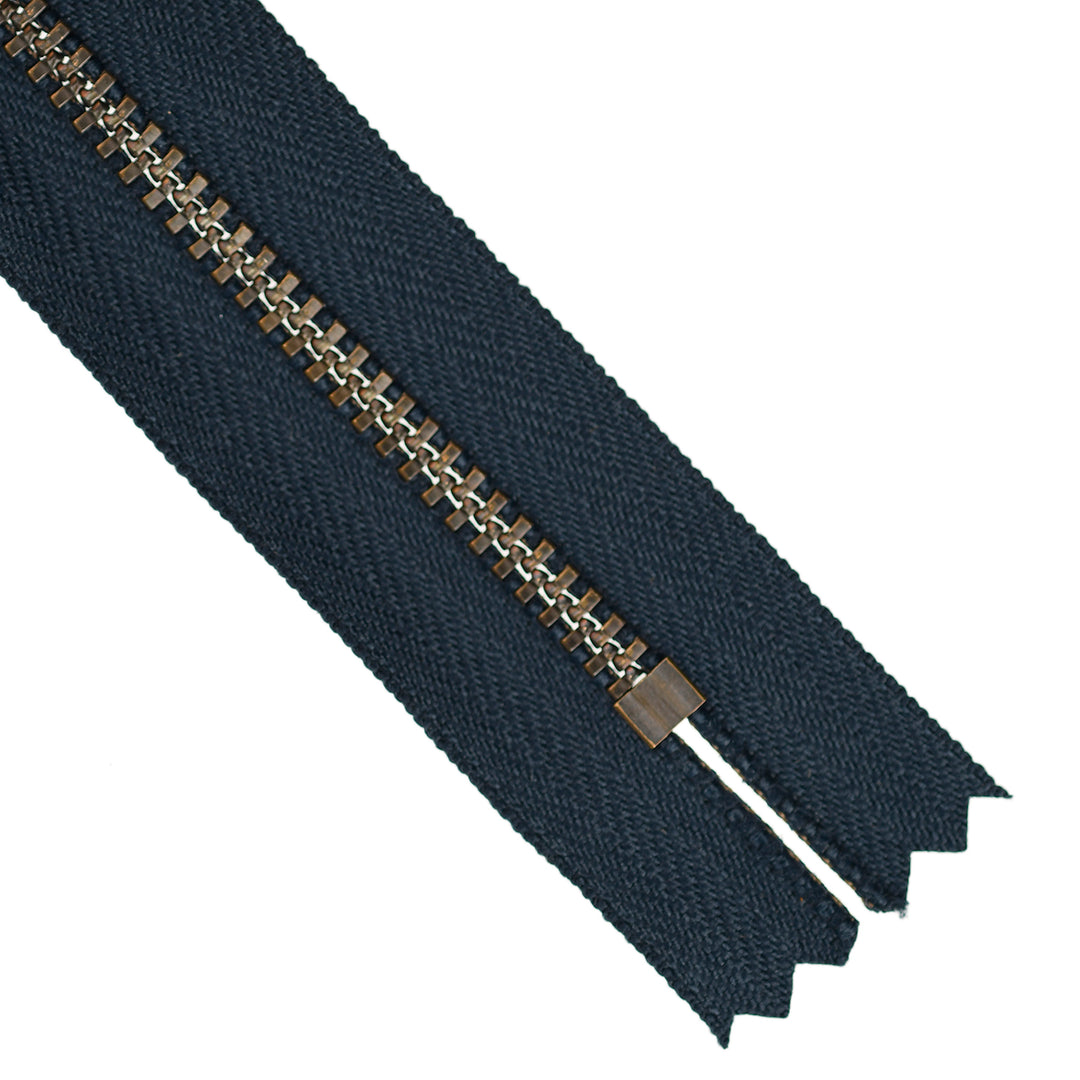 YKK JEAN ZIP NO.4.5 ANTIQUE GOLD COL 560 NAVY