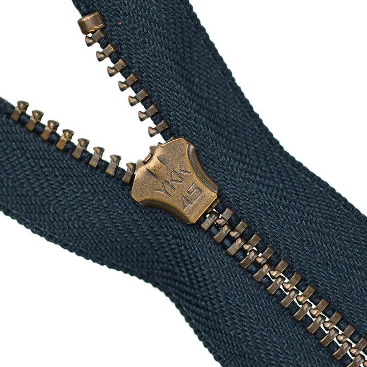 YKK JEAN ZIP NO.4.5 ANTIQUE GOLD COL 560 NAVY